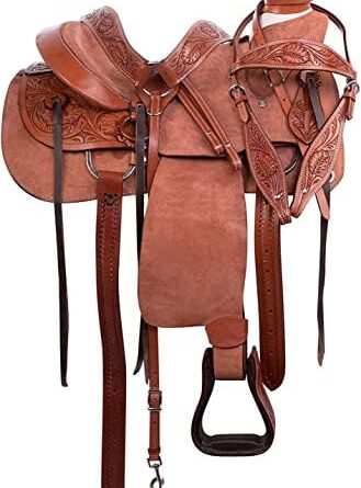 1678651104 41SlXGL118L. AC  329x445 - Equitack Premium Western Leather Wade Roping Ranch Work Horse Saddle Tack, Headstall, Breastplate & Reins 14'' 15'' 16'' 17'' 18''