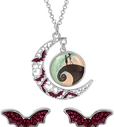 1678912101 41OawXxZyNL. AC  399x445 - Disney The Nightmare Before Christmas Womens Necklace and Earrings Set Jewelry Set - Jewelry Sets for Women