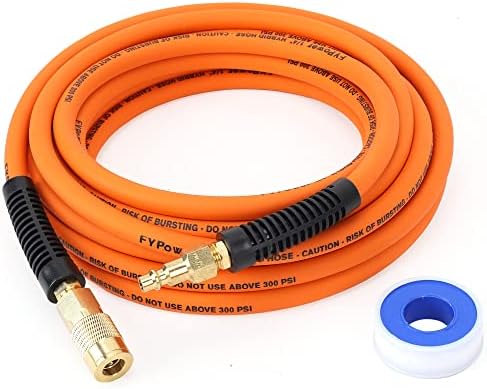 1679128770 51SMmdMujGL. AC  - FYPower Air Compressor Hose 1/4 Inch x 25 Feet Hybrid Hose with Fittings, Flexible and Kink Resistant, 1/4" Industrial Quick Coupler and Plug Kit