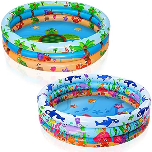 JOYIN 2 Pack 47″ Baby Pool, Float Kiddie Pool, Inflatable Baby Swimming Pool with 3 Rings, Summer Fun for Children, Indoor and Outdoor Water Game Play Center for Toddlers