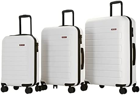 31CKzQWb5xL. AC  - GinzaTravel Hardside Spinner, Carry-On, Wear-resistant, scratch-resistant Suitcase Luggage with Wheels (3-piece Set, White)