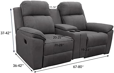 31ZURjzX14L. AC  - Easy-Going Stretch Recliner Loveseat Cover with Center Console Sofa Slipcover Soft Fitted Fleece 2 Seats Couch with Cup Holder and Storage Washable Furniture Protector Dark Gray