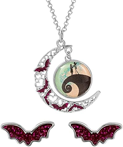 41OawXxZyNL. AC  - Disney The Nightmare Before Christmas Womens Necklace and Earrings Set Jewelry Set - Jewelry Sets for Women