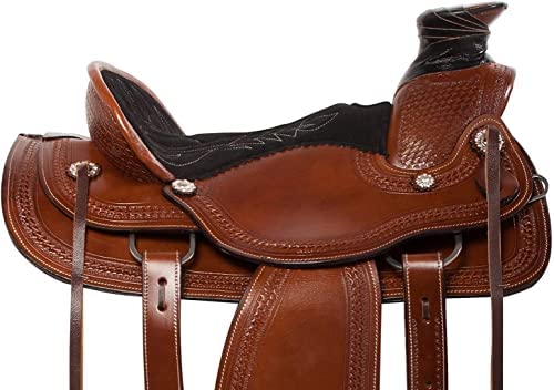 41PWDoNBBqL. AC  - Equitack Wade Tree A Fork Premium Western Leather Roping Ranch Work Horse Saddle Size 14" to 18" Inch Seat Available