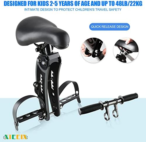 41PaXq JHUL. AC  - XIEEIX Kids Bike Seat with Handlebar Attachment, Detachable Front Mounted Child Bicycle Seats with Foot Pedals for Children 2~5 Years, Compatible with All Adult Mountain Bikes (Handle+Seat)