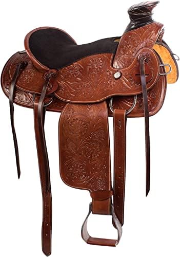 41UJmkLMBZL. AC  - Equitack Wade Saddle Premium Western Leather Roping Ranch Work Horse Saddle Tack, Headstall, Breastplate & Reins Size 14'' to 18''