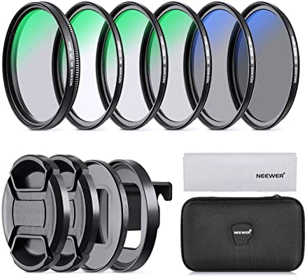 41Y1rvBXFoL. AC  - NEEWER 58mm Lens Filter Kit Compatible with GoPro Hero 8 7 6 5, Neutral Density Polarizer Filter Set, 4 ND Filters (ND4/ND8/ND16/ND32), CPL Filter, UV Filter, 2 Lens Caps&2 Adapter Rings