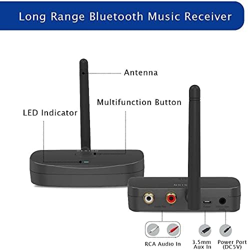 41b 1hW+rcS. AC  - Besign BE-RCA Long Range Bluetooth Audio Adapter, HiFi Wireless Music Receiver, Bluetooth 5.0 Receiver for Wired Speakers or Home Music Streaming Stereo System, Black