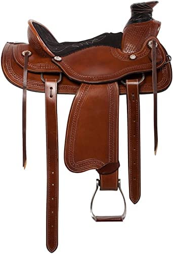 41dY7bB4iFL. AC  - Equitack Wade Tree A Fork Premium Western Leather Roping Ranch Work Horse Saddle Size 14" to 18" Inch Seat Available