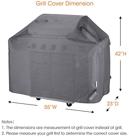 41f+uQZ9yOL. AC  - Unicook Grill Cover 55 Inch, Heavy Duty Waterproof BBQ Cover, Fade Resistant BBQ Grill Cover , Compatible with Weber, Char-Broil, Nexgrill and More Grills, Protect Your Grill Like New, Grey