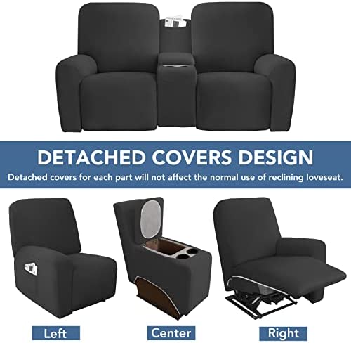 41fzhbpbFEL. AC  - Easy-Going Stretch Recliner Loveseat Cover with Center Console Sofa Slipcover Soft Fitted Fleece 2 Seats Couch with Cup Holder and Storage Washable Furniture Protector Dark Gray