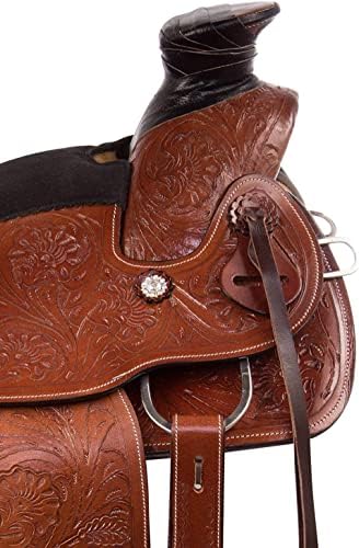 51AQC6+trQL. AC  - Equitack Wade Saddle Premium Western Leather Roping Ranch Work Horse Saddle Tack, Headstall, Breastplate & Reins Size 14'' to 18''