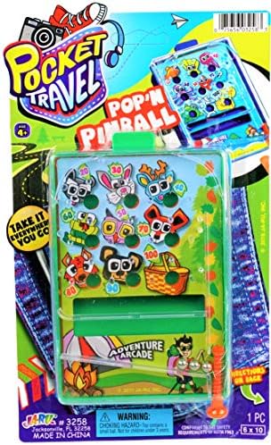 51F8LxpET9L. AC  - JA-RU Pocket Travel - Pinball Game Toy (1 Pinball Game) Mini Portable Pinball Games for Kids and Adults. Retro Tabletop Handheld Games Classic Vintage Toys. Party Favors Easter Baskets. 3258-1