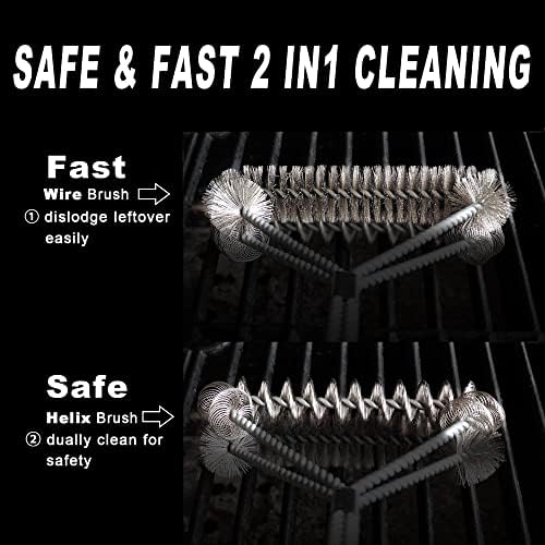 51G5J8el4cL. AC  - GRILLART Grill Brush Bristle Free & Wire Combined BBQ Brush - Safe & Efficient Grill Cleaning Brush- 17" Grill Cleaner Brush for Gas /Porcelain/Charbroil Grates - BBQ Accessories Gifts for Men