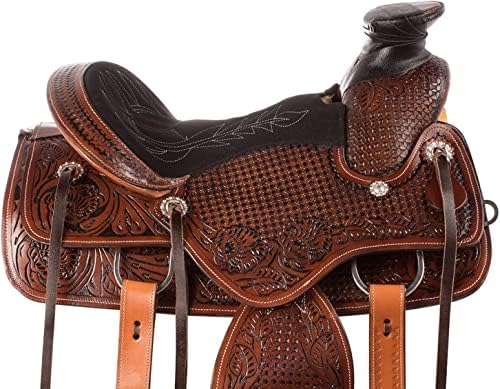 51Ne5bXt83L. AC  - Equitack Wade Tree A Fork Premium Western Leather Roping Ranch Work Horse Saddle Tack, Headstall, Breastplate & Reins Size 14'' to 18''