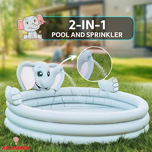 51QrgPX0jDL. AC  - Inflatable Kiddie Pool for Toddlers with Sprinkler | Small Kid Pool Size 60'' | Toddler Pool - Swimming Pool for Kids for Outside Backyard | Blow up Pool for Kids | 2-in-1 Baby Ball Pit and Pool