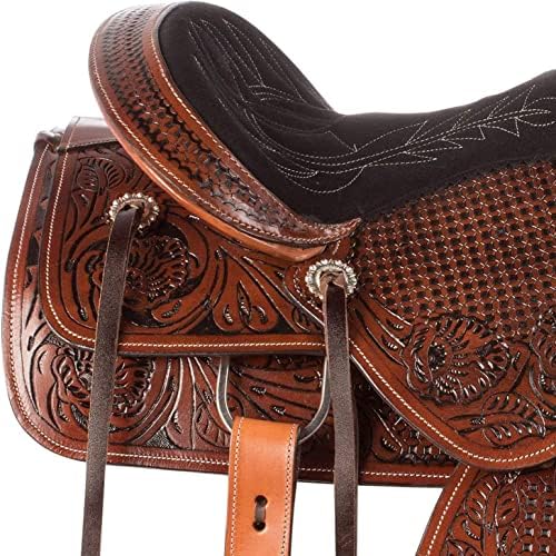 51TUJhkWUcL. AC  - Equitack Wade Tree A Fork Premium Western Leather Roping Ranch Work Horse Saddle Tack, Headstall, Breastplate & Reins Size 14'' to 18''