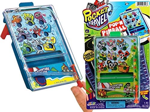 51Tw3wPy+ L. AC  - JA-RU Pocket Travel - Pinball Game Toy (1 Pinball Game) Mini Portable Pinball Games for Kids and Adults. Retro Tabletop Handheld Games Classic Vintage Toys. Party Favors Easter Baskets. 3258-1