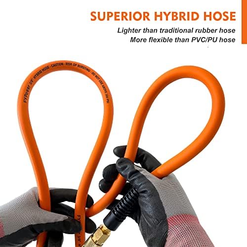 51csJaF7NaL. AC  - FYPower Air Compressor Hose 1/4 Inch x 25 Feet Hybrid Hose with Fittings, Flexible and Kink Resistant, 1/4" Industrial Quick Coupler and Plug Kit