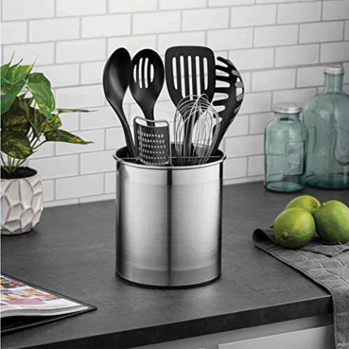 51fXxrs7CNL. AC  - Extra-Large Stainless Steel Kitchen Utensil Holder - 360° Rotating Utensil Caddy - Weighted Base for Stability - Utensil Crock With Removable Divider for Easy Cleaning - Countertop Utensil Organizer.
