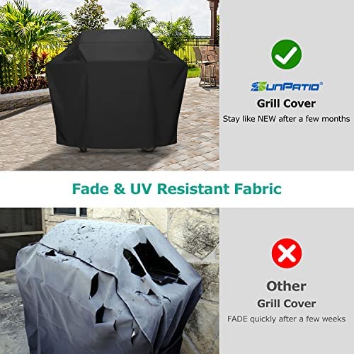 51hthNvORML. AC  - SunPatio Grill Cover 55 Inch, Outdoor Heavy Duty Waterproof Barbecue Gas Grill Cover, UV & Fade Resistant, All Weather Protection Compatible for Weber Charbroil Nexgrill Kenmore Grills and More, Black