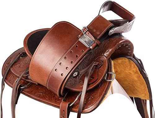 51j rkLhCmL. AC  - Equitack Wade Saddle Premium Western Leather Roping Ranch Work Horse Saddle Tack, Headstall, Breastplate & Reins Size 14'' to 18''