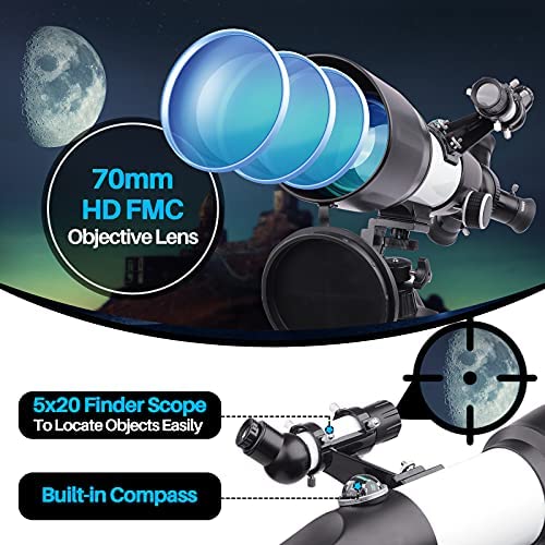 51qhBxdlDHS. AC  - BEBANG Telescope for Adults & Kids, 3 Rotatable Eyepieces 70mm Aperture 400mm Astronomical Refractor Telescopes for Beginners
