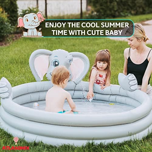 51vJj6TqQsL. AC  - Inflatable Kiddie Pool for Toddlers with Sprinkler | Small Kid Pool Size 60'' | Toddler Pool - Swimming Pool for Kids for Outside Backyard | Blow up Pool for Kids | 2-in-1 Baby Ball Pit and Pool
