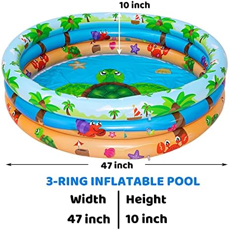 51vlcwJmJWS. AC  - JOYIN 2 Pack 47" Baby Pool, Float Kiddie Pool, Inflatable Baby Swimming Pool with 3 Rings, Summer Fun for Children, Indoor and Outdoor Water Game Play Center for Toddlers
