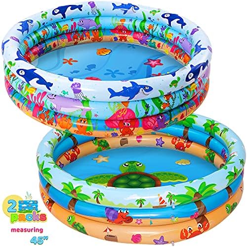 61358haFIZS. AC  - JOYIN 2 Pack 47" Baby Pool, Float Kiddie Pool, Inflatable Baby Swimming Pool with 3 Rings, Summer Fun for Children, Indoor and Outdoor Water Game Play Center for Toddlers