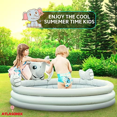 61Fki0XnwnL. AC  - Inflatable Kiddie Pool for Toddlers with Sprinkler | Small Kid Pool Size 60'' | Toddler Pool - Swimming Pool for Kids for Outside Backyard | Blow up Pool for Kids | 2-in-1 Baby Ball Pit and Pool