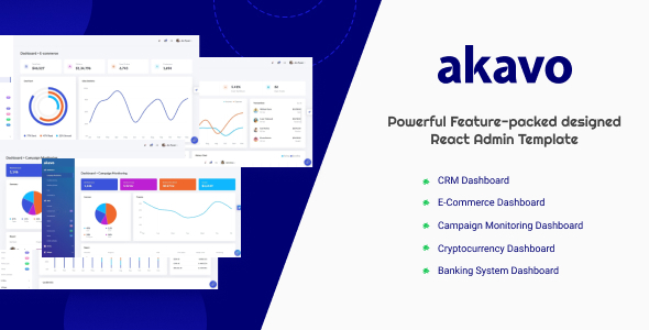 Theme preview.  large preview - Akavo - React + HTML + Dark Admin Template