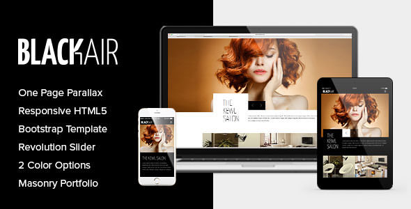 blackair v2 preview.  large preview - Blackair - One Page HTML5 Template for Hair Salons