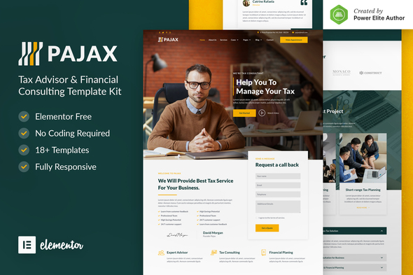 cover - Pajax – Tax Advisor & Financial Consulting Elementor Template Kit