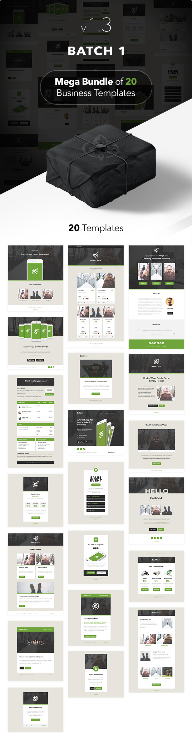 headerelements - Batch1 - Complete Set of 20 Business Email Templates