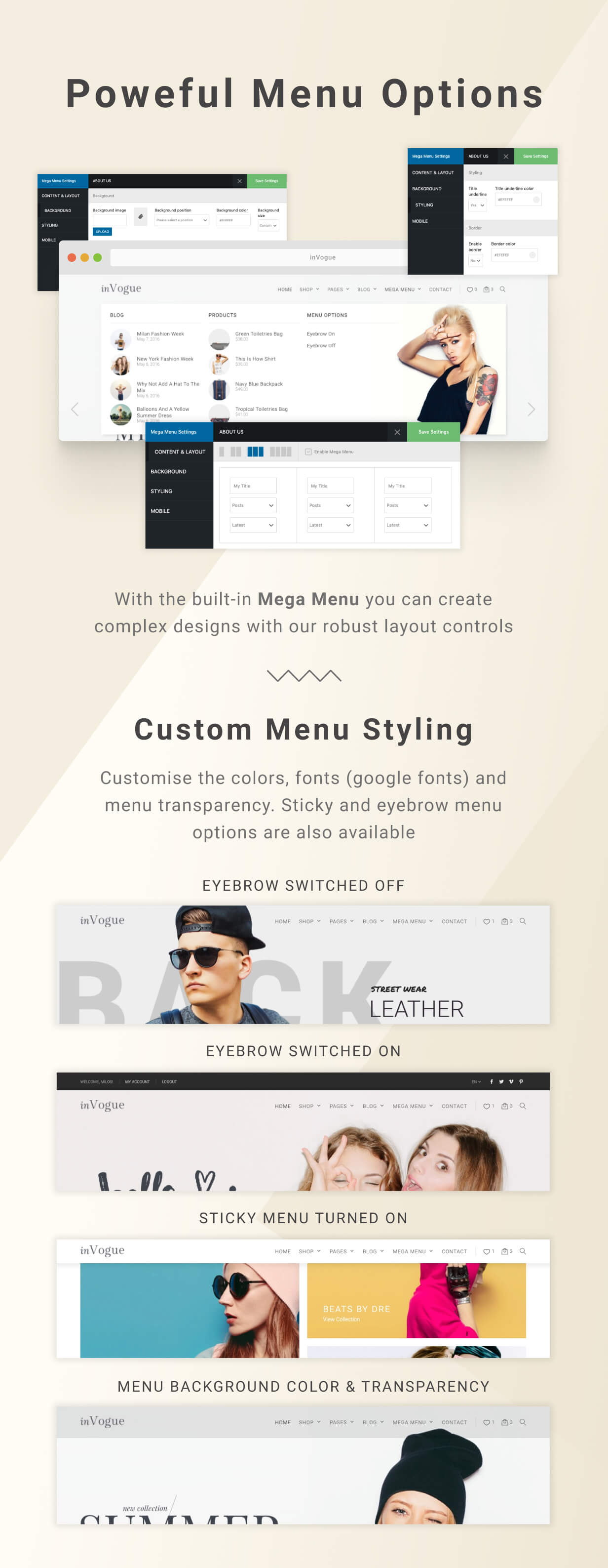 mega menu - inVogue - WordPress Fashion Shopping Theme