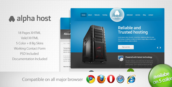 01 Alpha preview.  large preview - Alpha - Modern Hosting Template