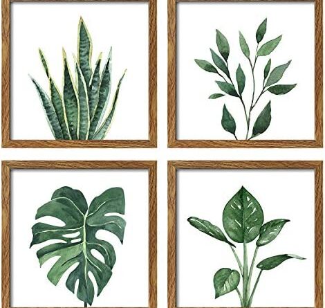 1681425176 51P9FOJN0XL. AC  470x445 - ArtbyHannah 10x10 Inch 4 Panels Botanical Framed Walnut Picture Frame Collage Set for Wall Art Décor with Watercolor Green Leaf Tropical Plant Square Frame for Gallery Wall Kit or Home Decoration