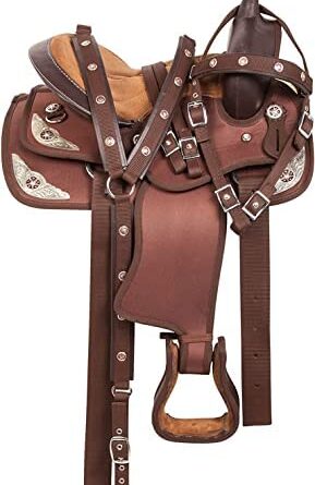 1681814870 41rBD4oRAiL. AC  289x445 - Equitack Youth Child Synthetic Western Horse Saddle Barrel Racing Tack + Headstall & Breast Collar