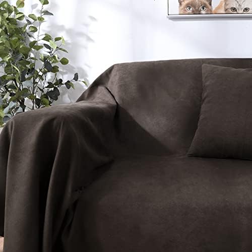 410ubN+wjSL. AC  - BESTSWEETIE Couch Cover for 3 Cushion Couch Sofa with Three Pillow Case Suede Couch Cover for Dogs Sofa Covers for 3 Cushion Couch Recliner Sofa Cover(Large,Chocolate)