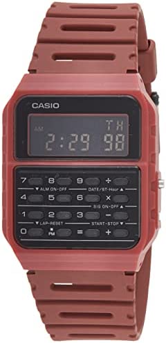 41BO4X 6IUL. AC  - Casio CA-53WF-4B Calculator Red Digital Mens Watch Original New Classic CA-53