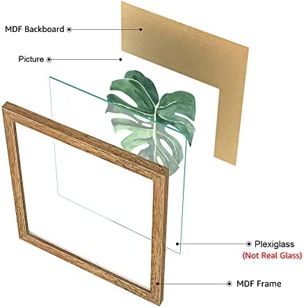 41INYsbdjKL. AC  - ArtbyHannah 10x10 Inch 4 Panels Botanical Framed Walnut Picture Frame Collage Set for Wall Art Décor with Watercolor Green Leaf Tropical Plant Square Frame for Gallery Wall Kit or Home Decoration