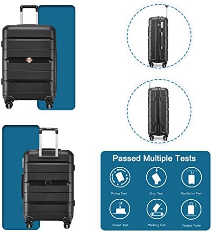 41JEug5OaDL. AC  - Somago Luggage Sets 3 Piece Spinner Hardside PP Suitcase with TSA Lock 4 Piece Set with 6 Set Packing Cubes for Travel (Classic Black)