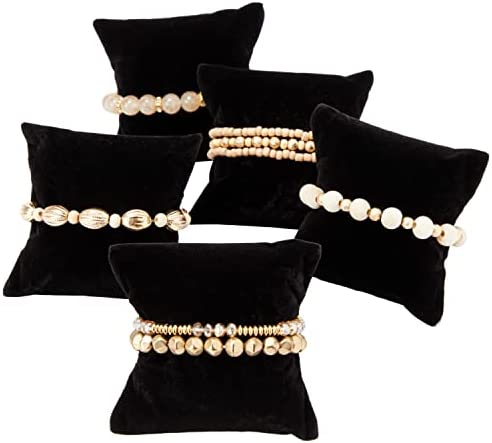 41V7+9kncyL. AC  - 12 Pack Velvet Bracelet Cushion Pillows for Watches and Bangles, Jewelry Display for Selling, Black (3 x 3 In)