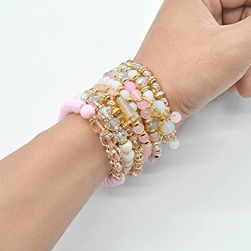 41c lrlUf0L. AC  - Bohemian Bracelet Sets for Women - 6 Sets Stackable Stretch Bracelets Multi-color Boho Jewelry for Women Hippie Bracelets Dainty Jewelry Best Friend Gift