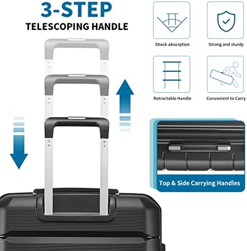 41mF9986T9L. AC  - Somago Luggage Sets 3 Piece Spinner Hardside PP Suitcase with TSA Lock 4 Piece Set with 6 Set Packing Cubes for Travel (Classic Black)