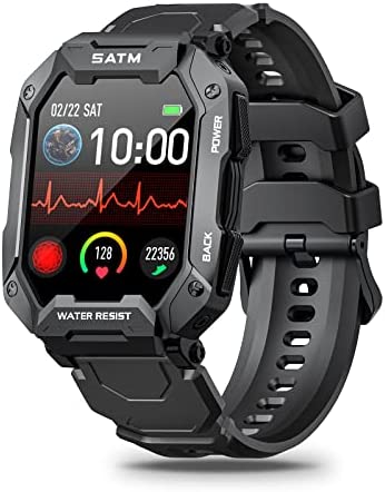 41s5wNOIv1L. AC  - Military Smart Watches for Men, 2023 Newest 1.71'' Smartwatch for Android Phones and iPhone Compatible, 5ATM Fitness Tracker with Heart Rate, Blood Oxygen Monitor, Pedometer, Tactical Watch Black