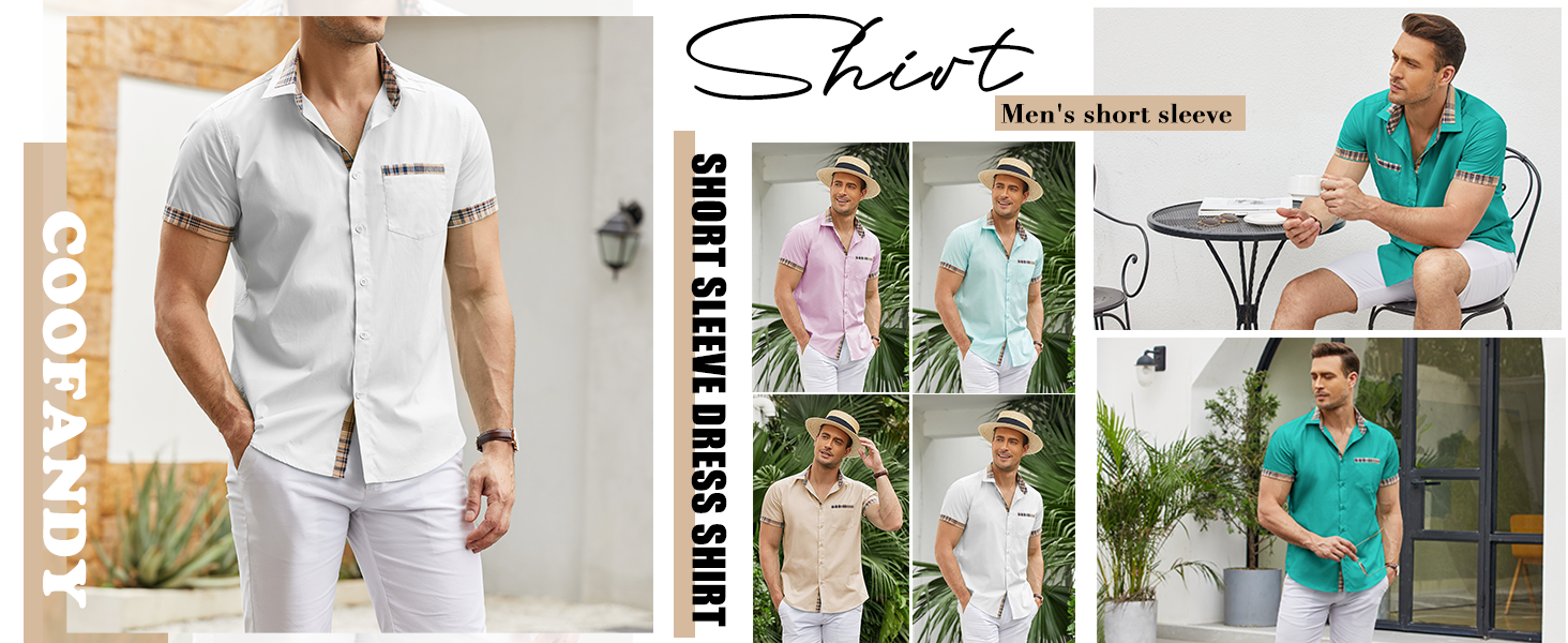 4948c520 0cea 4049 98cb 717be4637d3f.  CR0,0,1464,600 PT0 SX1464 V1    - COOFANDY Men's Short Sleeve Dress Shirt Casual Wrinkle Free Plaid Collar Button Down Shirts