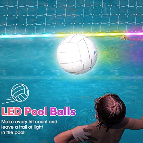5128SWeTDEL. AC  - LFSMVT 2-in-1 LED Pool Volleyball & Basketball Game Set, Light Up Pool Sport Combo Set with LED Pool Balls, APP & Remote Control, Music Sync for Inground Pool (2-in-1 Pool Sport Set)