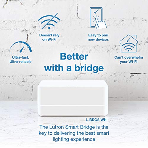 514J4A lpcL - Lutron Caséta Deluxe Smart Dimmer Switch (2 Count) Kit with Caséta Smart Hub | Works with Alexa, Apple HomeKit, Ring, Google Assistant | P-BDG-PKG2W-A | White
